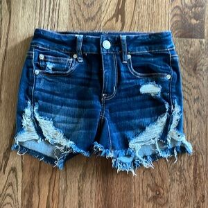 American Eagle Midi Distressed Jean Shorts size 2